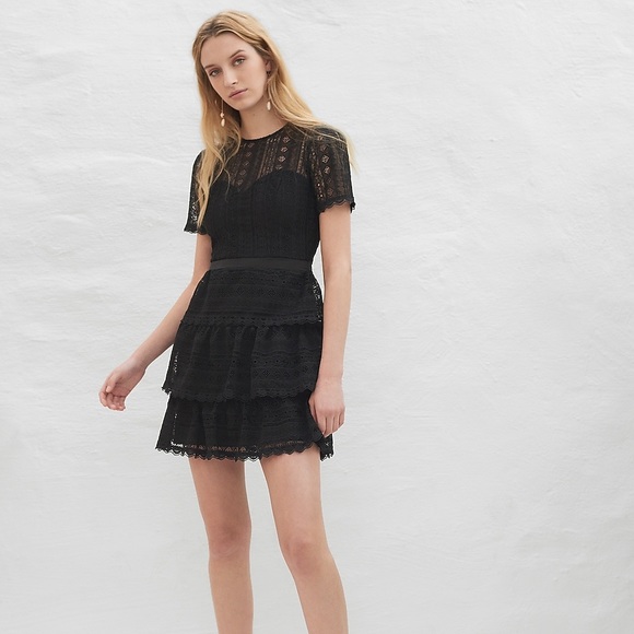 Express Dresses & Skirts - Short Sleeve Fit And Flare Little Black Dress Lace